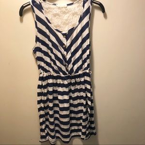 Large Pearl navy and white striped dress